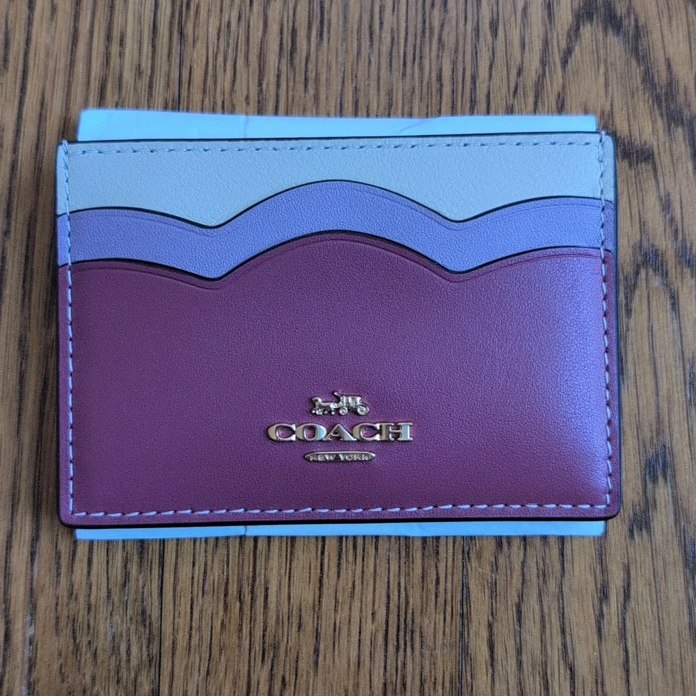 NWT Coach Petal Card Case Women's Leather Wallet